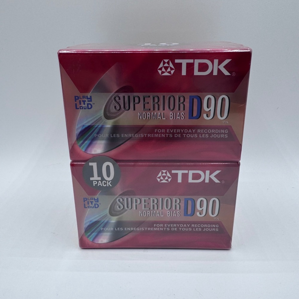 TDK Superior D90 Normal Bias Audio Cassette Tapes 10-Pack Sealed D-90S10TG
